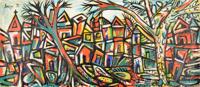 F.N. Souza Abstract Painting, 41W - Sold for $21,760 on 05-20-2023 (Lot 735).jpg